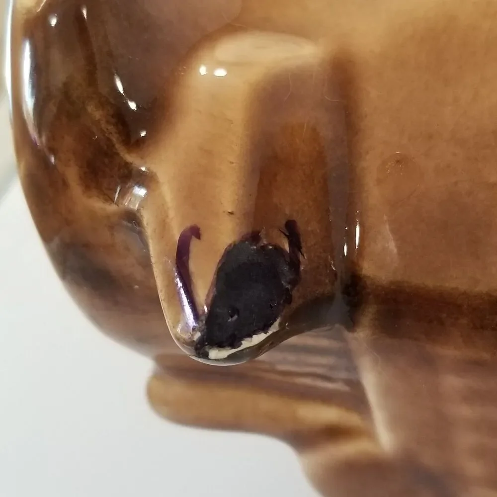 Vintage USA‑Marked Brown Ceramic Car Figurine Planter
